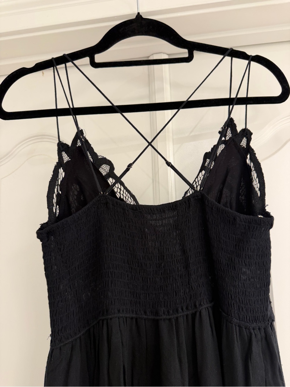 ✅ Free People Black Lace-Trim Maxi Dress size L - Picture 7 of 14